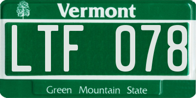 VT license plate LTF078