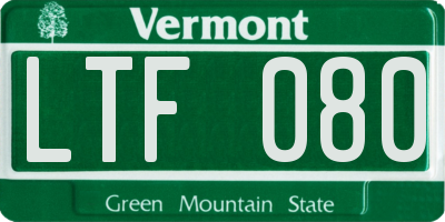 VT license plate LTF080