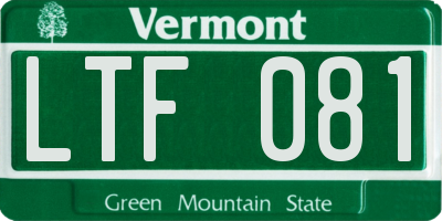 VT license plate LTF081
