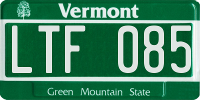 VT license plate LTF085