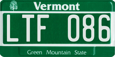 VT license plate LTF086