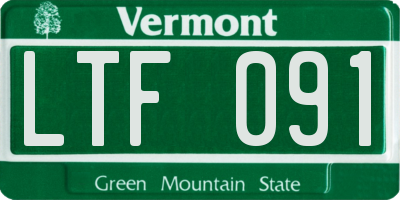 VT license plate LTF091