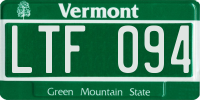 VT license plate LTF094