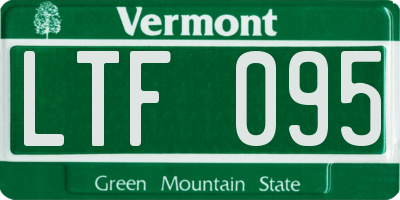 VT license plate LTF095
