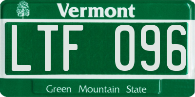 VT license plate LTF096