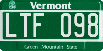 VT license plate LTF098