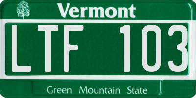 VT license plate LTF103