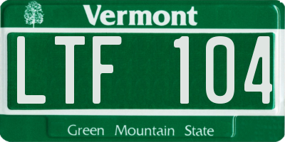 VT license plate LTF104