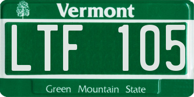 VT license plate LTF105
