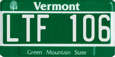 VT license plate LTF106