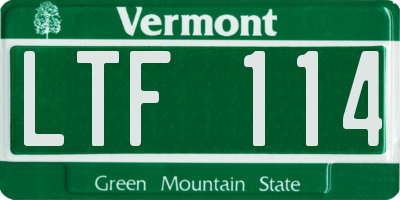 VT license plate LTF114
