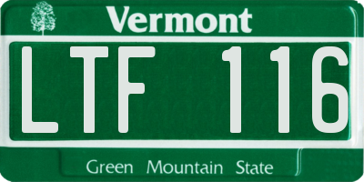 VT license plate LTF116