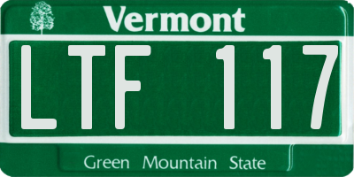 VT license plate LTF117