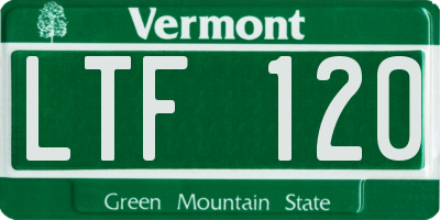 VT license plate LTF120