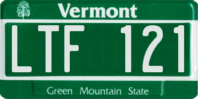 VT license plate LTF121