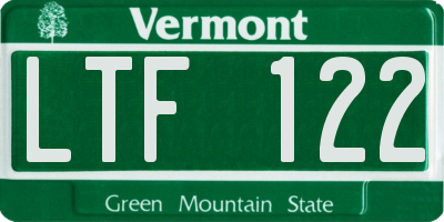 VT license plate LTF122