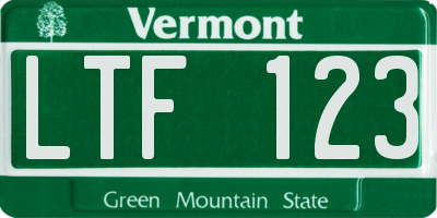 VT license plate LTF123