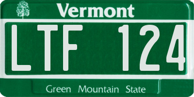 VT license plate LTF124