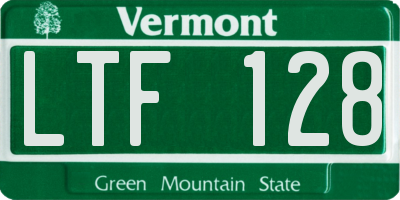 VT license plate LTF128