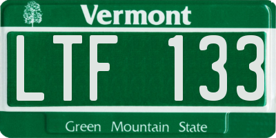 VT license plate LTF133