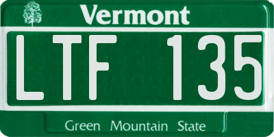 VT license plate LTF135