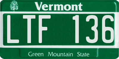 VT license plate LTF136