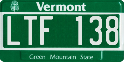 VT license plate LTF138
