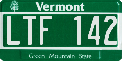 VT license plate LTF142