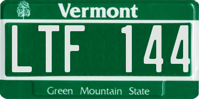 VT license plate LTF144
