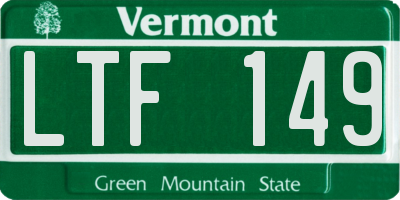 VT license plate LTF149