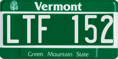VT license plate LTF152
