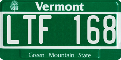 VT license plate LTF168