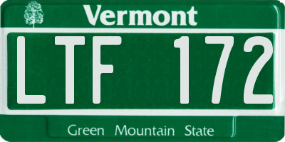 VT license plate LTF172