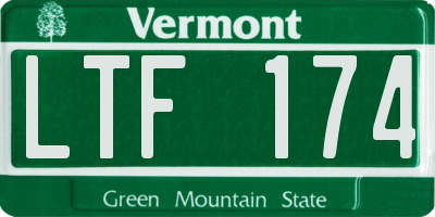 VT license plate LTF174