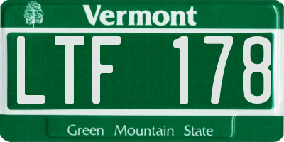 VT license plate LTF178