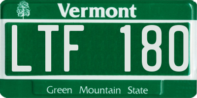 VT license plate LTF180