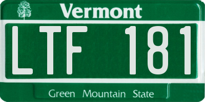 VT license plate LTF181