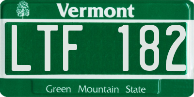 VT license plate LTF182