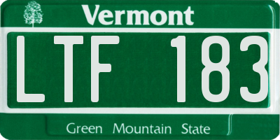 VT license plate LTF183