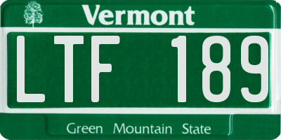 VT license plate LTF189