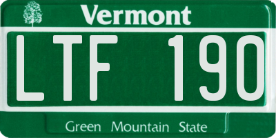 VT license plate LTF190