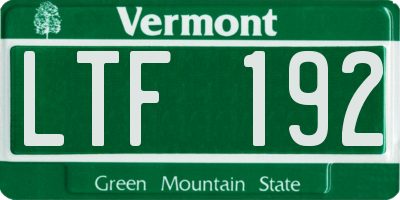 VT license plate LTF192