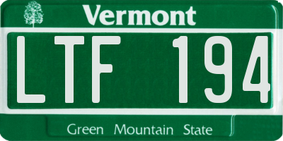 VT license plate LTF194