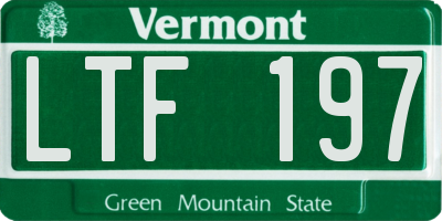 VT license plate LTF197