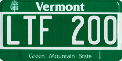 VT license plate LTF200