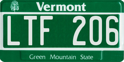VT license plate LTF206