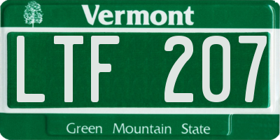 VT license plate LTF207