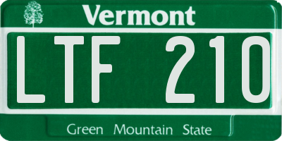 VT license plate LTF210