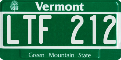 VT license plate LTF212