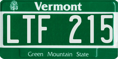 VT license plate LTF215